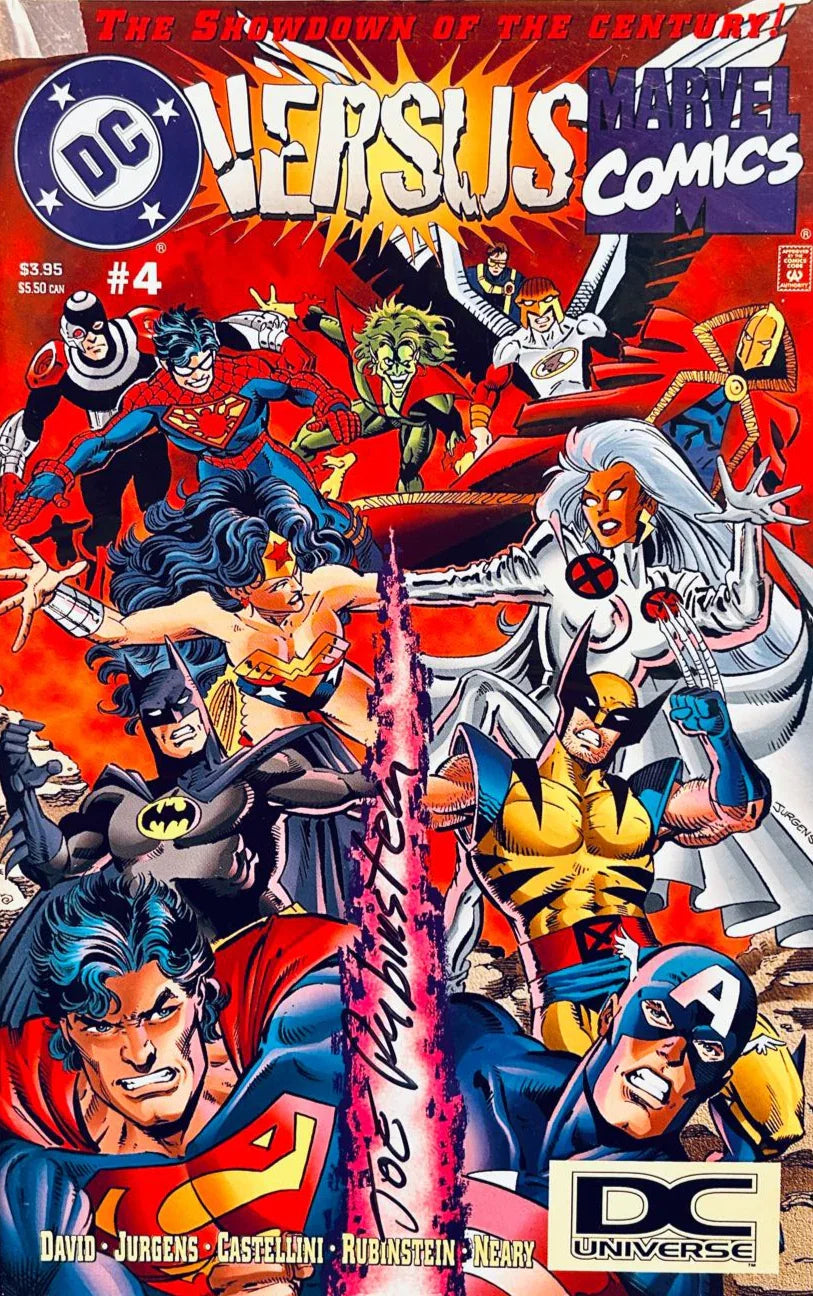 DC Vs Marvel - #4 (RARE DC UNIVERSE LOGO VARIANT)- Signed by Joel Rubenstein